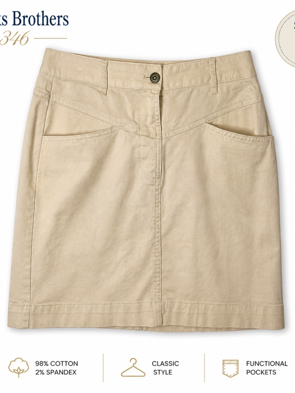 Brooks Brothers Khaki Cotton-Blend Mini Skirt